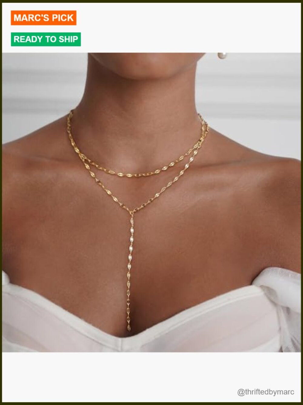 Dainty Gold Long Lariat Necklace for Women Trendy Choker Jewelry - Picture 2 of 6